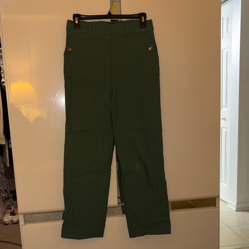 Green High-Waisted Trousers